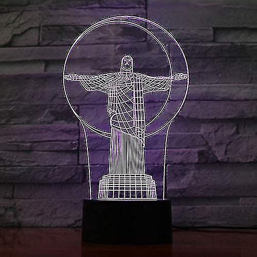 3d Christ The Savior Night Light Touch Table Desk Optical Illusion Lamps 7 Color Changing Lights Hom