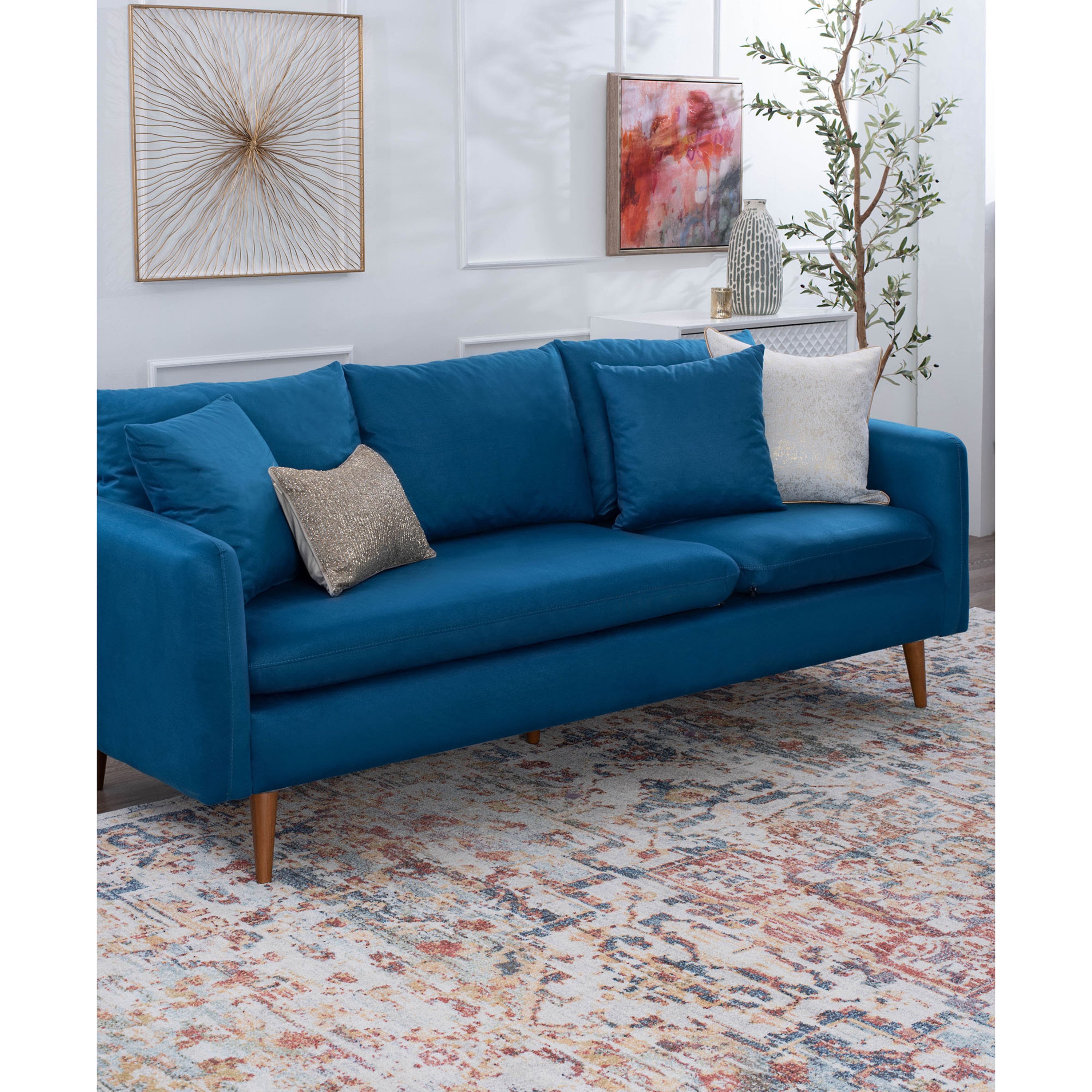 Ada Home Decor Colden Sofa, Navy Blue