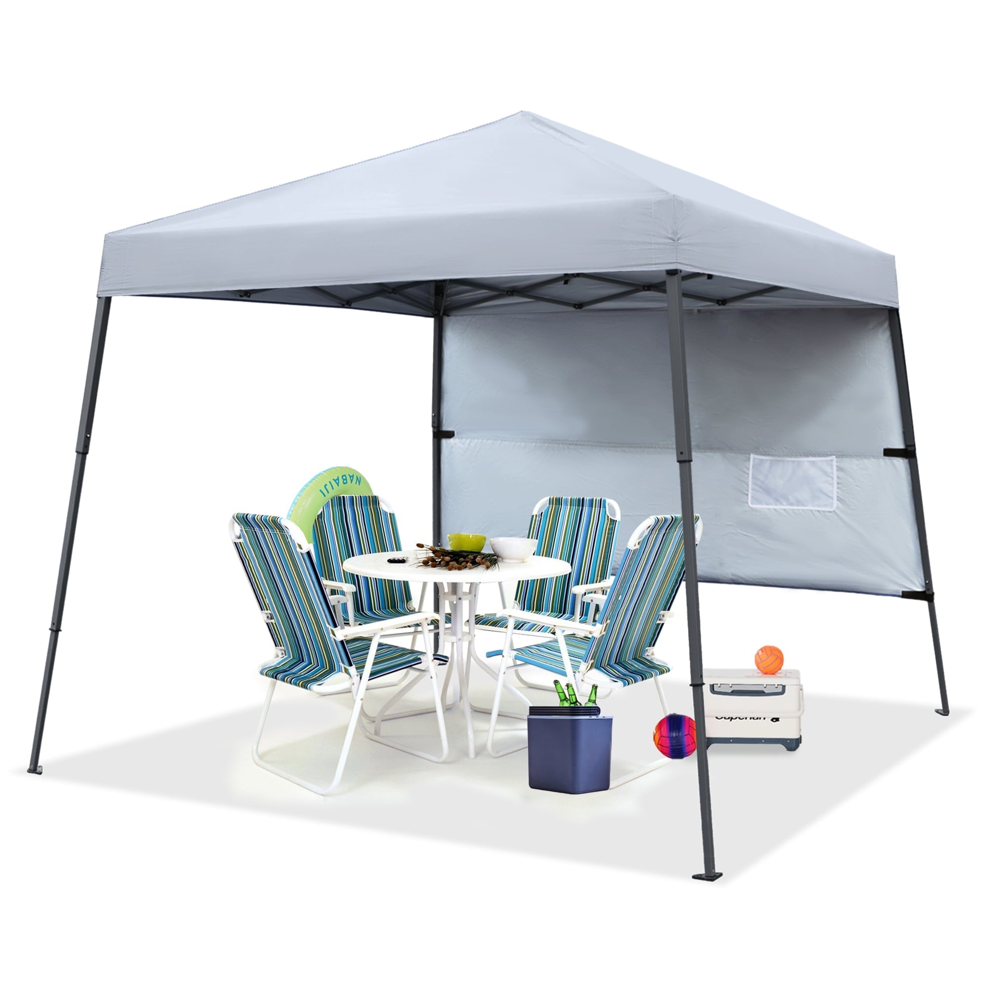 ABCCANOPY 8 ft x 8 ft Beach Canopy Tent with wall and Backpack Bag - Gray