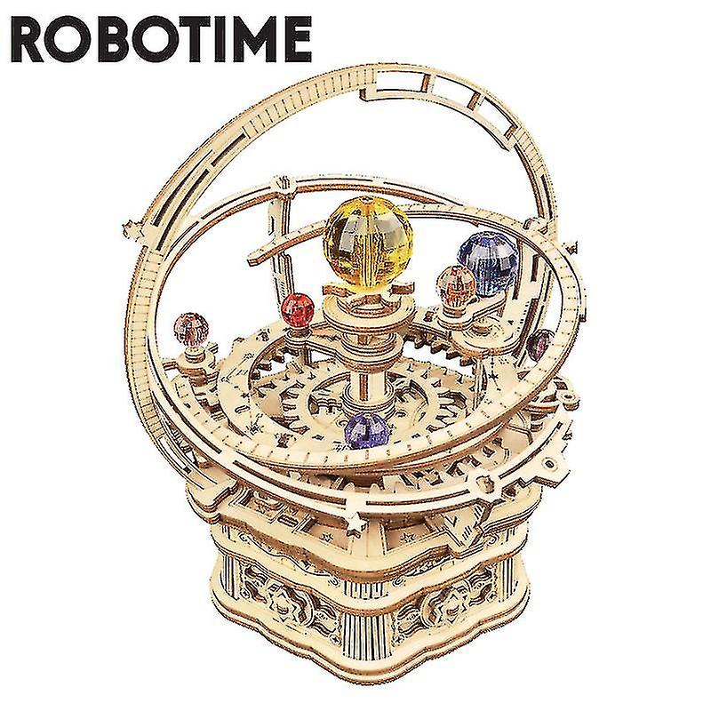 Robotime Rokr 84pcs Rotatable Diy 3d Starry Night Wooden Model Building Kit Block Assembly Music Box Toy Gift For Children Adult