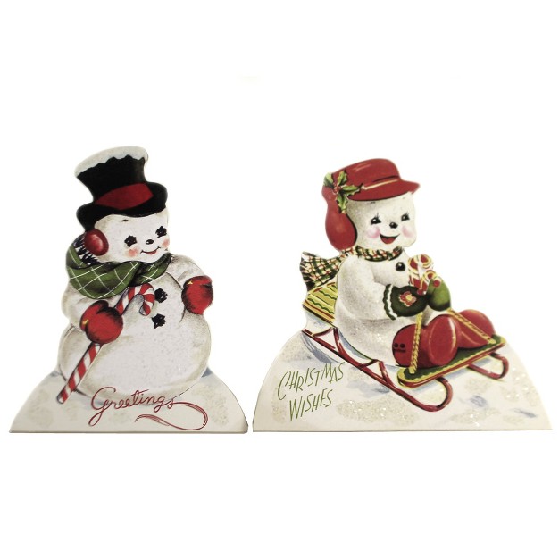 Christmas Playful Snowmen Dummy Boards Two Dummy Boards 6 Inches Lowe Set 2 Sled Candy Cane Rl9826 Mdf medium density Fiberboard