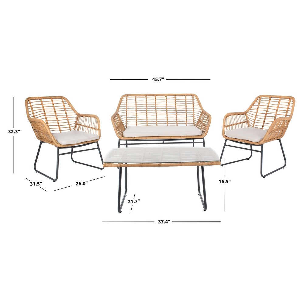 SAFAVIEH Outdoor Living Roston Rattan 4 piece Patio Set