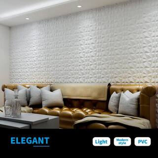 Art3dwallpanels Decorative 3D Wall Panels 11.8 in. x 11.8 in. White PVC Diamond Design (Pack of 33-Tiles 32 sq. ft.) A10hd315