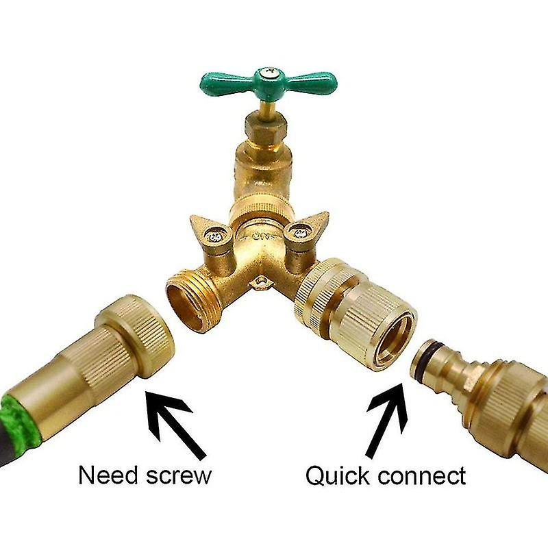 Brass Hose Connector With Female Thread 2 Pieces 3/4 Inch And Brass Tap Connector With Male Thread Quick Connector， Threaded Tap Adapter