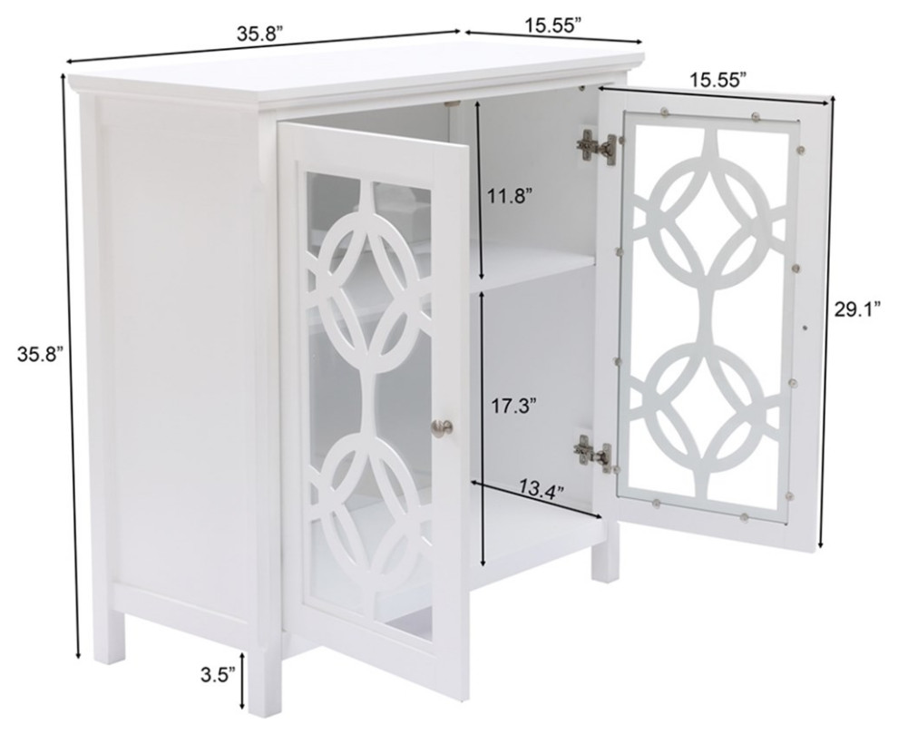 LuxenHome White Pine Wood 2 Door Accent Storage Cabinet   Transitional   Accent Chests And Cabinets   by Homesquare  Houzz