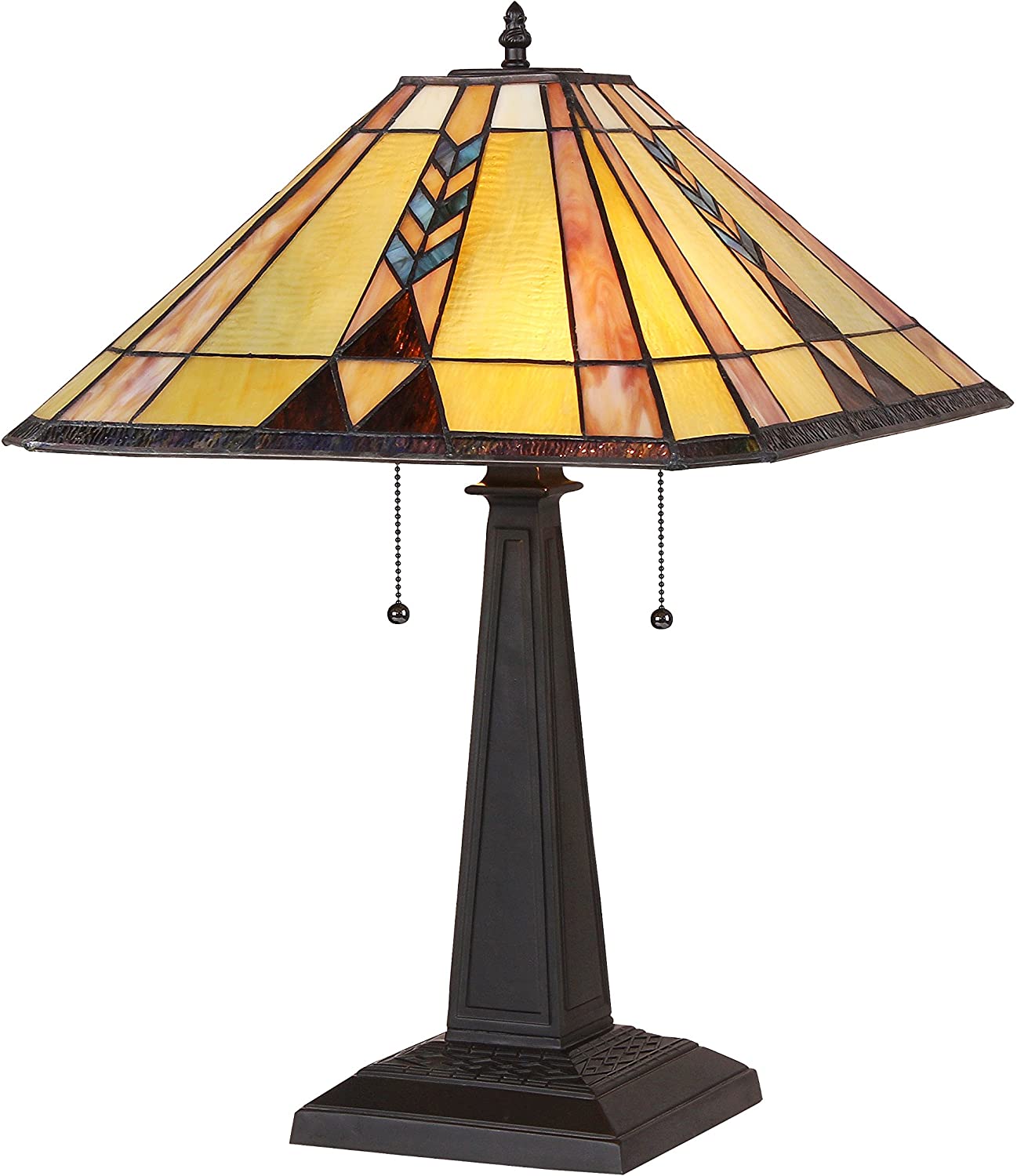 RADIANCE Goods Tiffany-Style 2 Light Mission Table Lamp 16" Shade