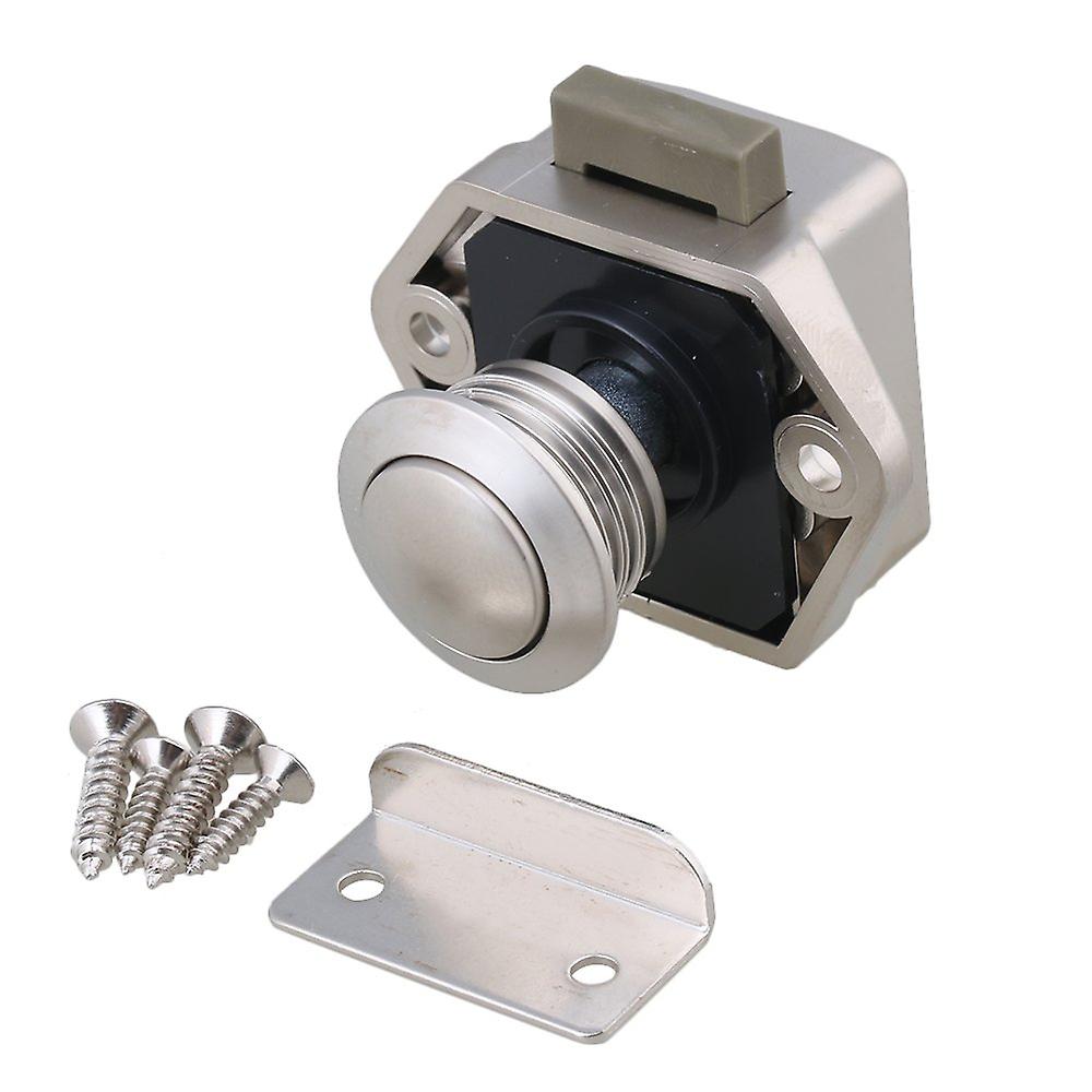 Cupboard Push Button Keyless Latch for RV Cupboard Cabinet Nickel