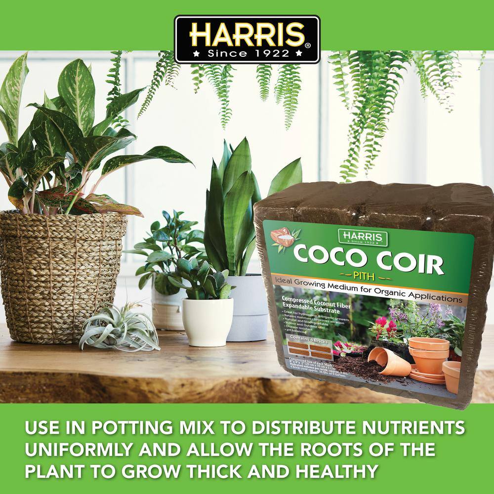 Harris 9 Gal. Expanding Coco Coir Pith (4 Brick Pack) and 32 oz. Organic Gardening Liquid Fish Fertilizer COCO4-FISH32