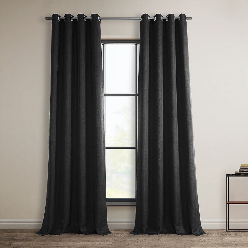 EFF Faux Linen Grommet Room Darkening Window Curtain