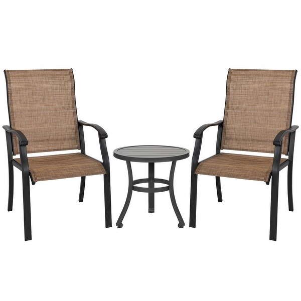 Nuu Garden Outdoor 3Piece Bistro Set，Textilene，PowderCoated Iron Frame