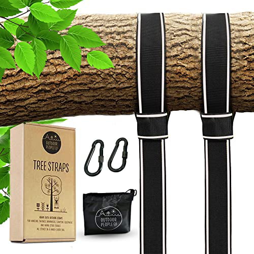 Outdoor People Co Set of 2 Tree Swing 10ft Strap Hanging kit with Travel Carry Handy Bag with Safe Lock Carabiners and Hooks，2500lbs Breaking Strength for Securing Hammocks-Tree Swings and Tires