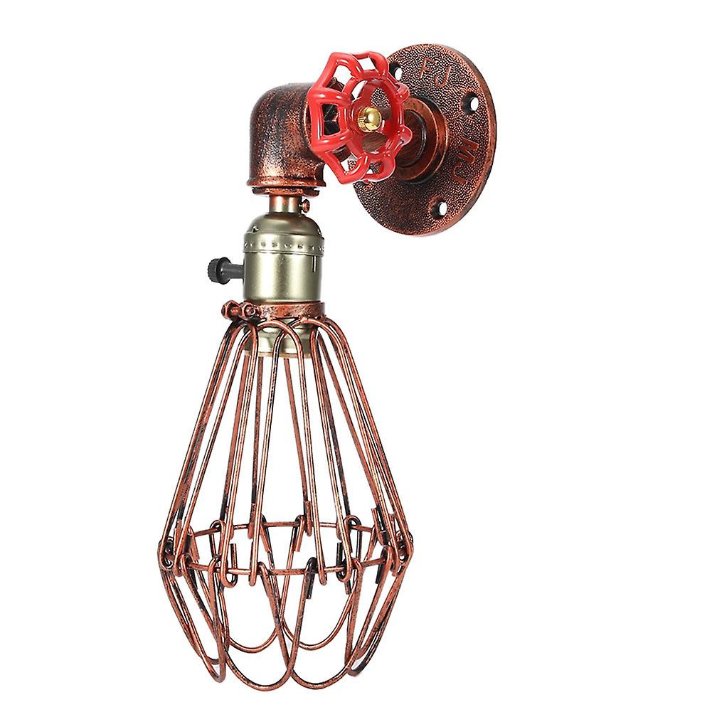 E27/e26 Metal Cage Retro Indoor Wall Sconce Light Lamp Hollow Design Ac90-250v (red Bronze)