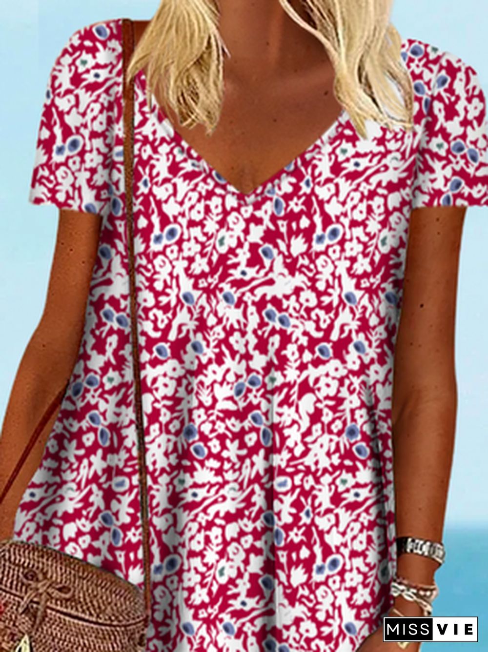 Plus size Floral Casual Short Sleeve Dresses