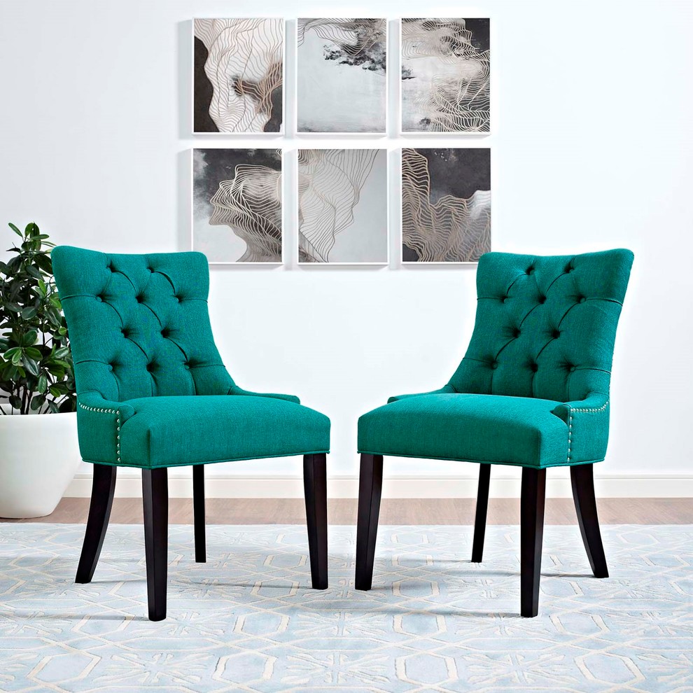 Modern Contemporary Urban Dining Chair  Set of 2  Navy Blue  Fabric Wood   Contemporary   Dining Chairs   by House Bound  Houzz