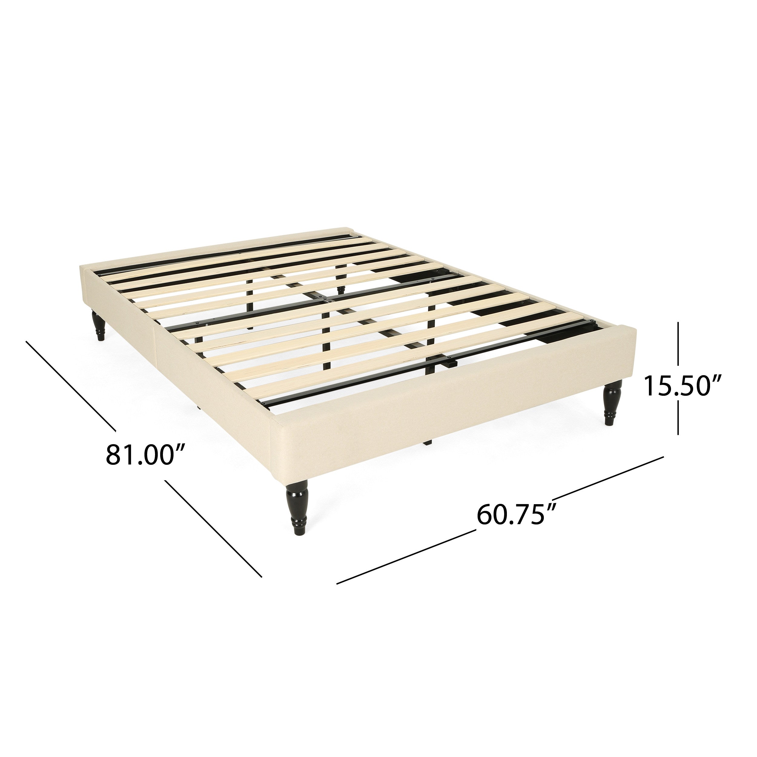 Luca Contemporary Upholstered Queen Bed Frame with Turned Legs