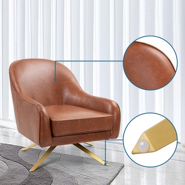 VredHom Swivel PU Faux Leather Accent Chair Sofa Chair - 21.5 W x 31.8 D x 32.2 H