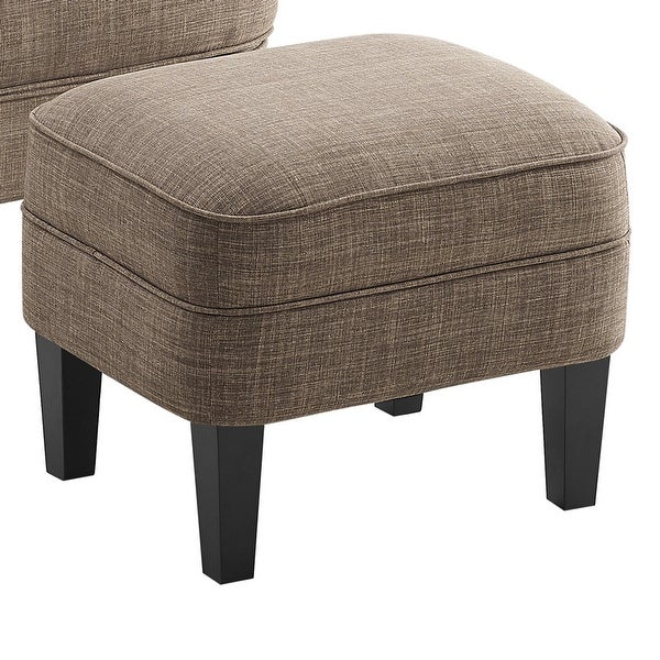 Moser Bay Mignon 30'' Wide Tufted Wingback Accent Chair with Ottoman， Velvet or Linen