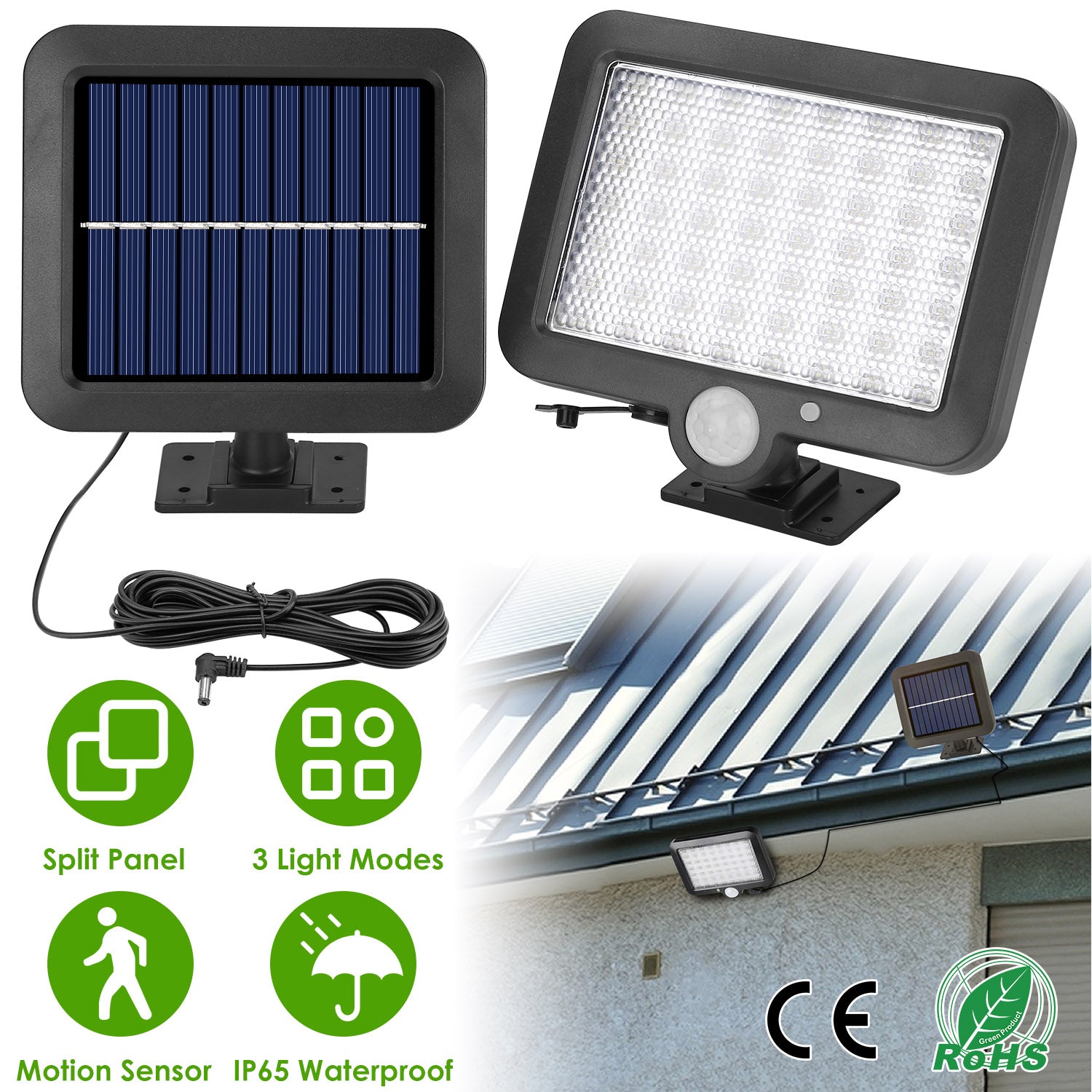 iMountek 56 LEDs Outdoor Solar Security Light Flood Light Wall Solar Lamp Motion Sensor Solar Light LED Garden Path Garage Light