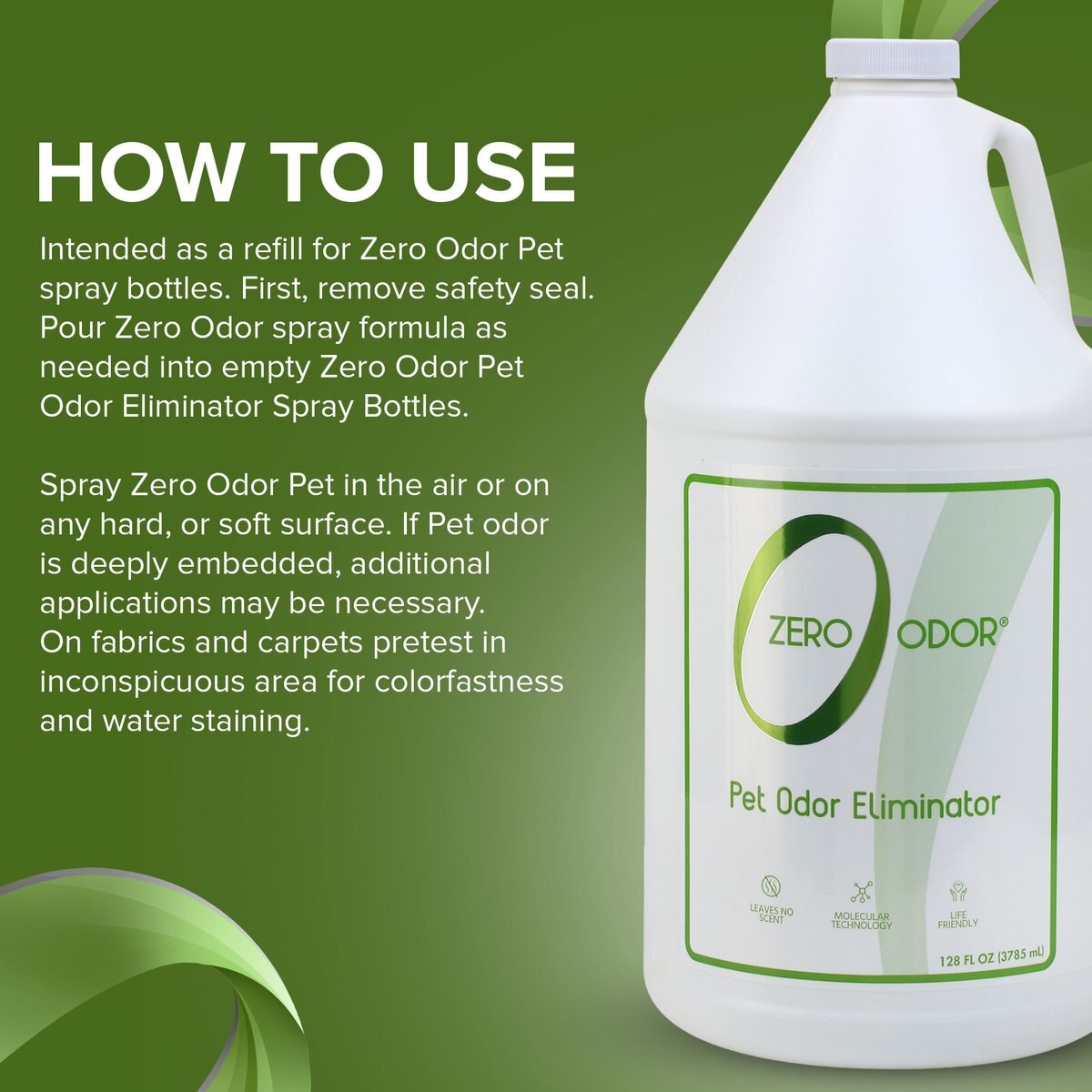 Zero Odor Pet Odor Eliminator Refill， 128-oz bottle