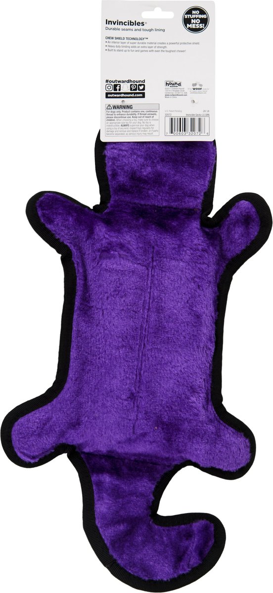 Outward Hound Invincibles Geckos Squeaky Stuffing-Free Plush Dog Toy