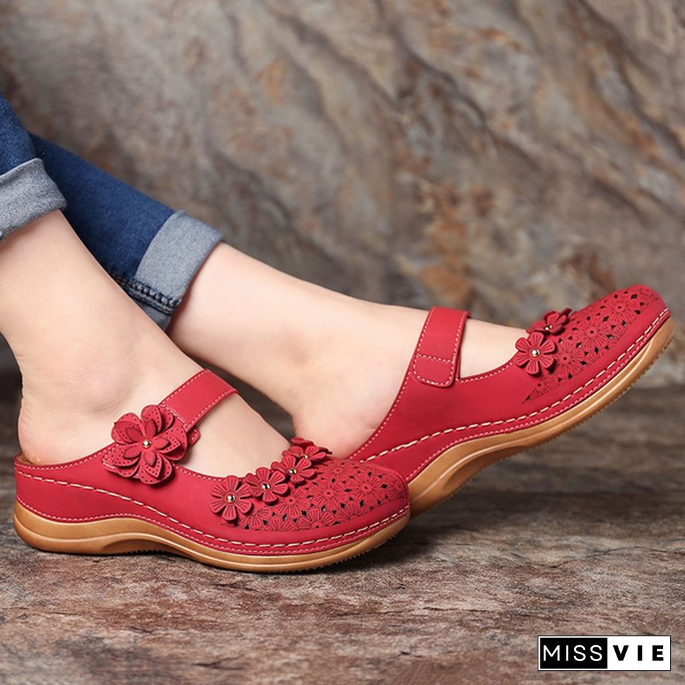 Women Vintage Style Sandals Flats Shoes Summer Casual Shoes Retro Shoes for Women Leather Shoes