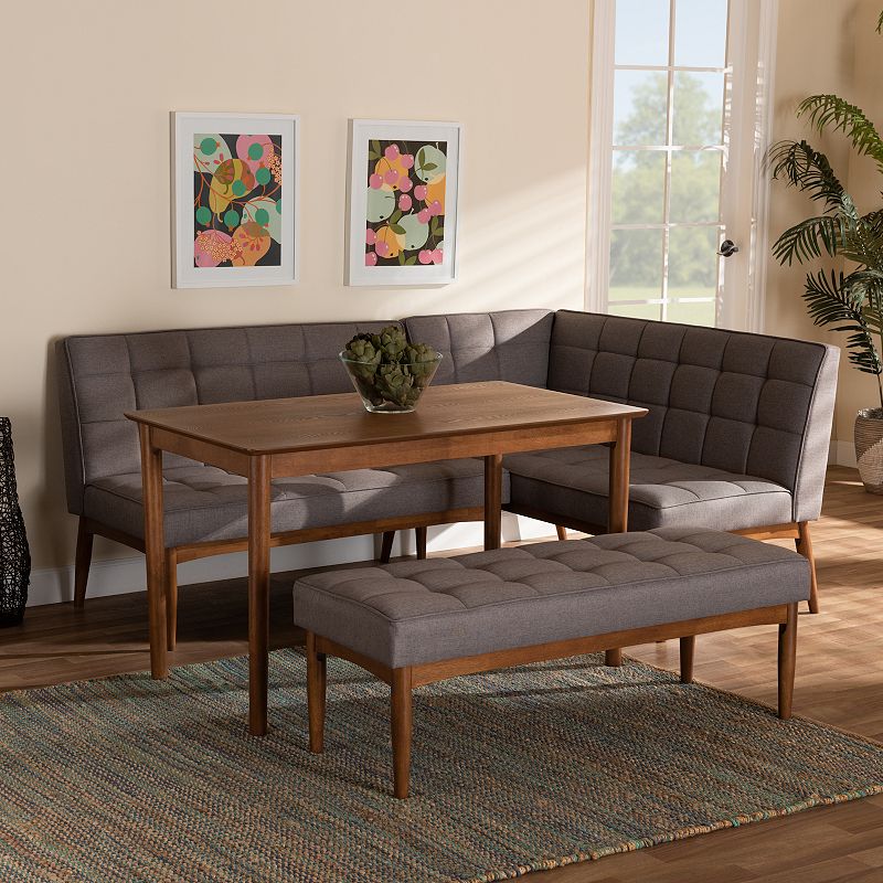 Baxton Studio Sanford Dining Table and Benches 4-piece Set