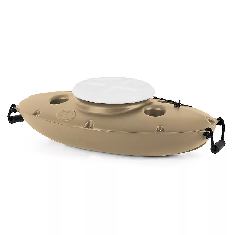 CreekKooler 30 Qt Floating Insulated Beverage Kayak Tow Cooler， Tan w/ 8' Rope