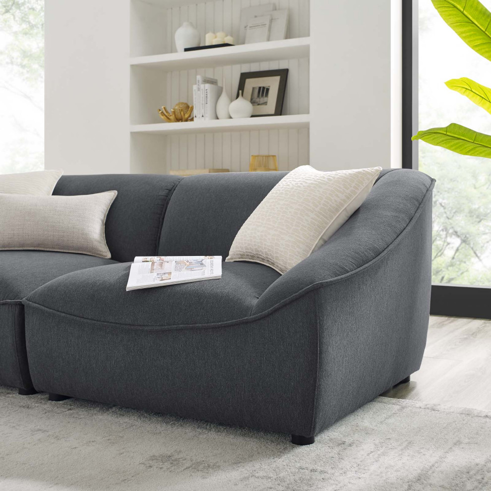 Loveseat Sofa  Fabric  Dark Gray  Modern  Living Lounge Hotel Hospitality   Transitional   Loveseats   by House Bound  Houzz