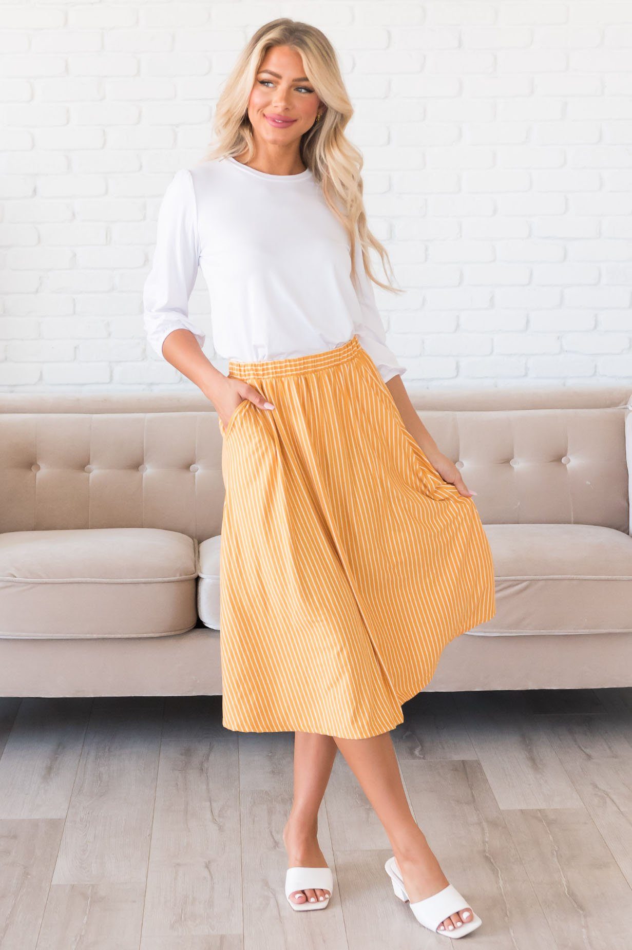 Stay Casual Striped Modest Skirt