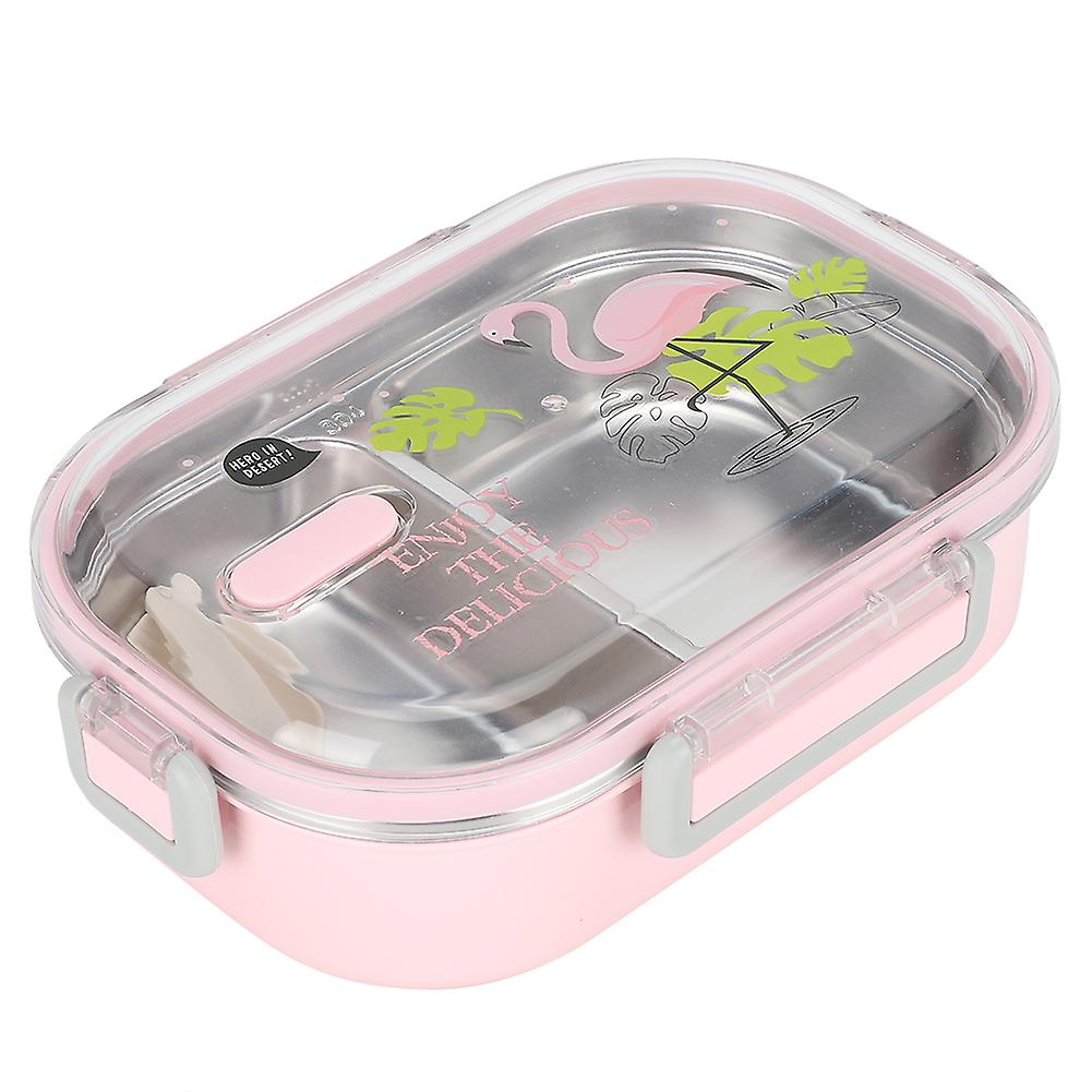 Portable 304 Stainless Steel 650ml Bento Box Leakproof Food Container For Students Kidspink