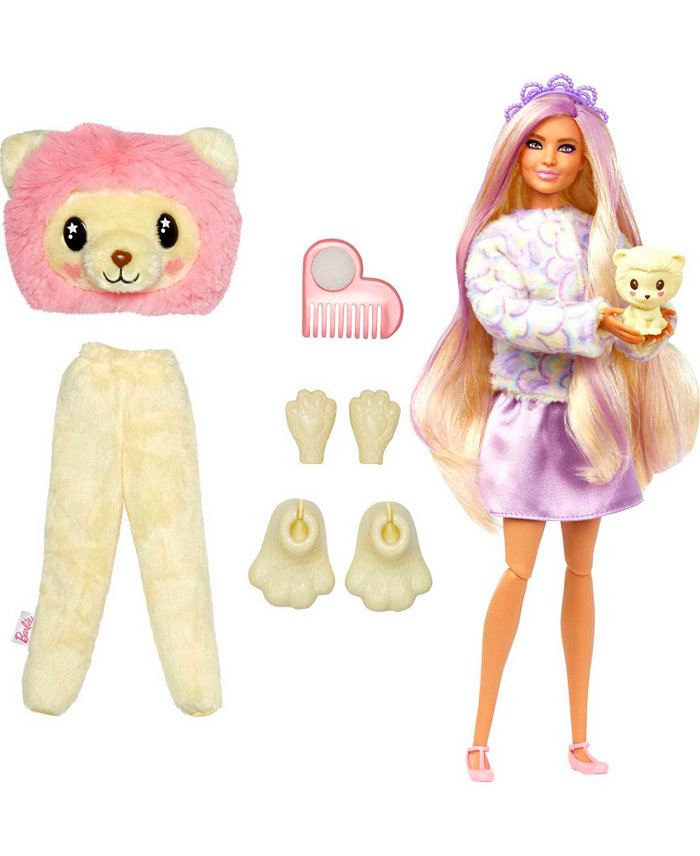 Barbie Cutie Reveal Doll and Accessories Cozy Cute T-shirts Poodle Star T-shirt Blue and Purple Streaked Hair Brown Eyes