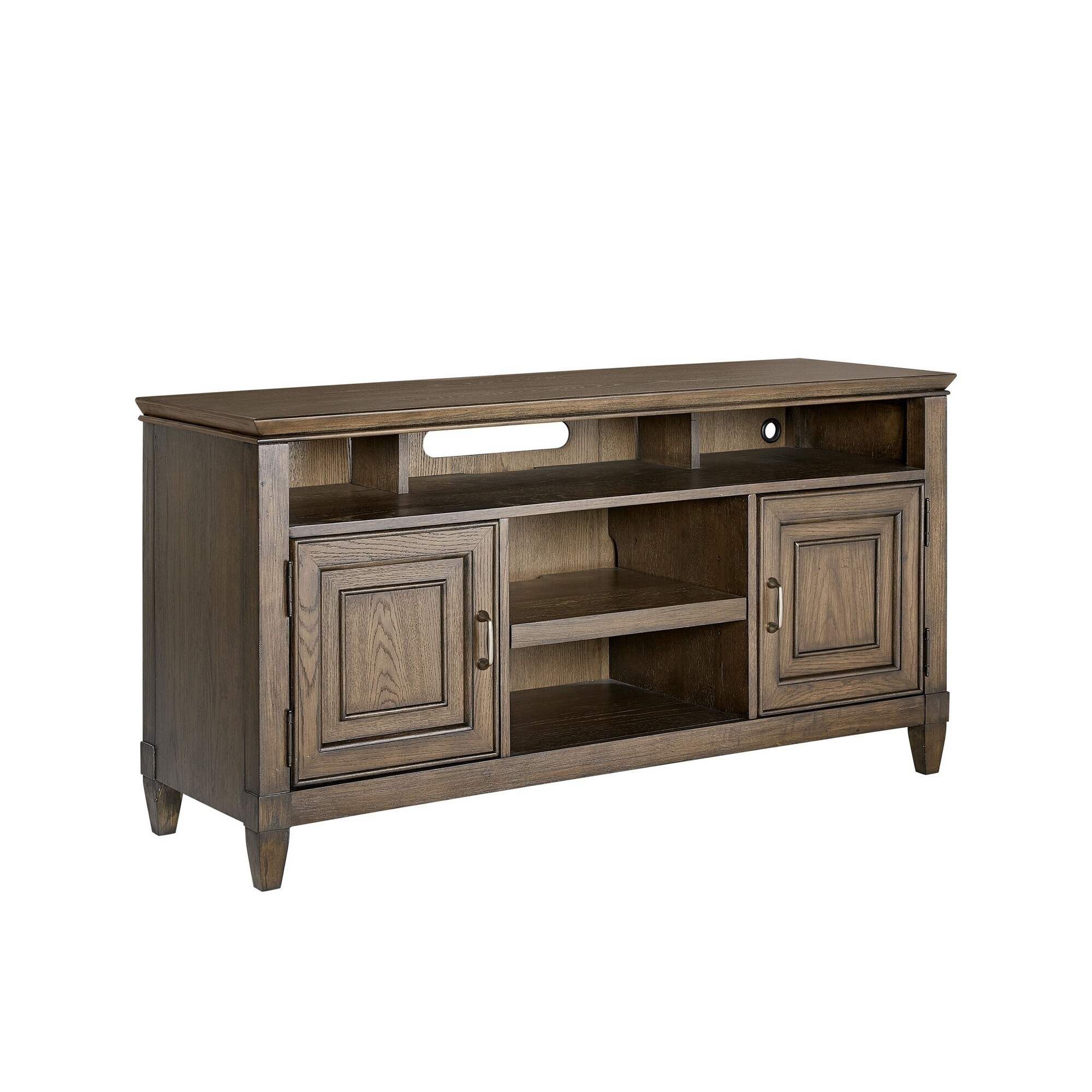 Eva 54 Inch TV Media Entertainment Center Console， Medium， 2 Door Oak Brown