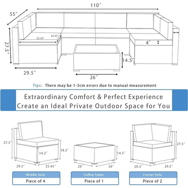 Kullavik 7Piece Rattan Patio Furniture Set Sofa