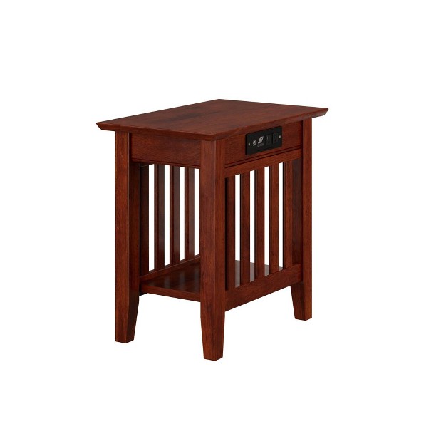 Mission Chair Side Table With Charger Walnut Afi