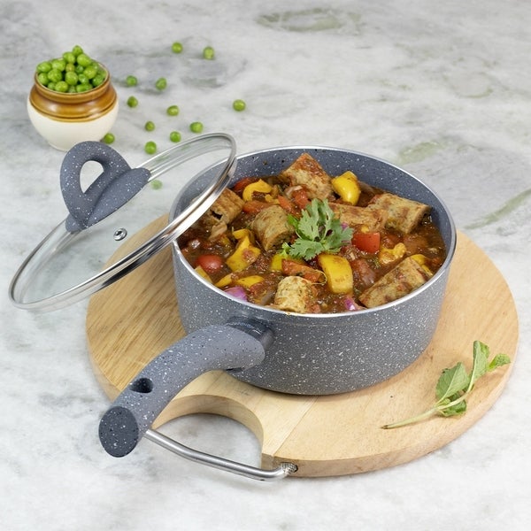 Wonderchef Granite Lentil and Curry Pan with Lid， 16 cm - 16 cm