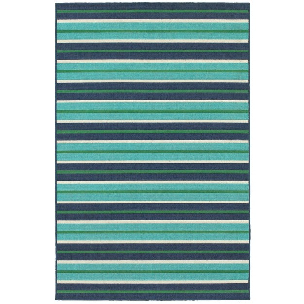 Macro Multi striped Patio Rug Blue green Captiv8e Designs