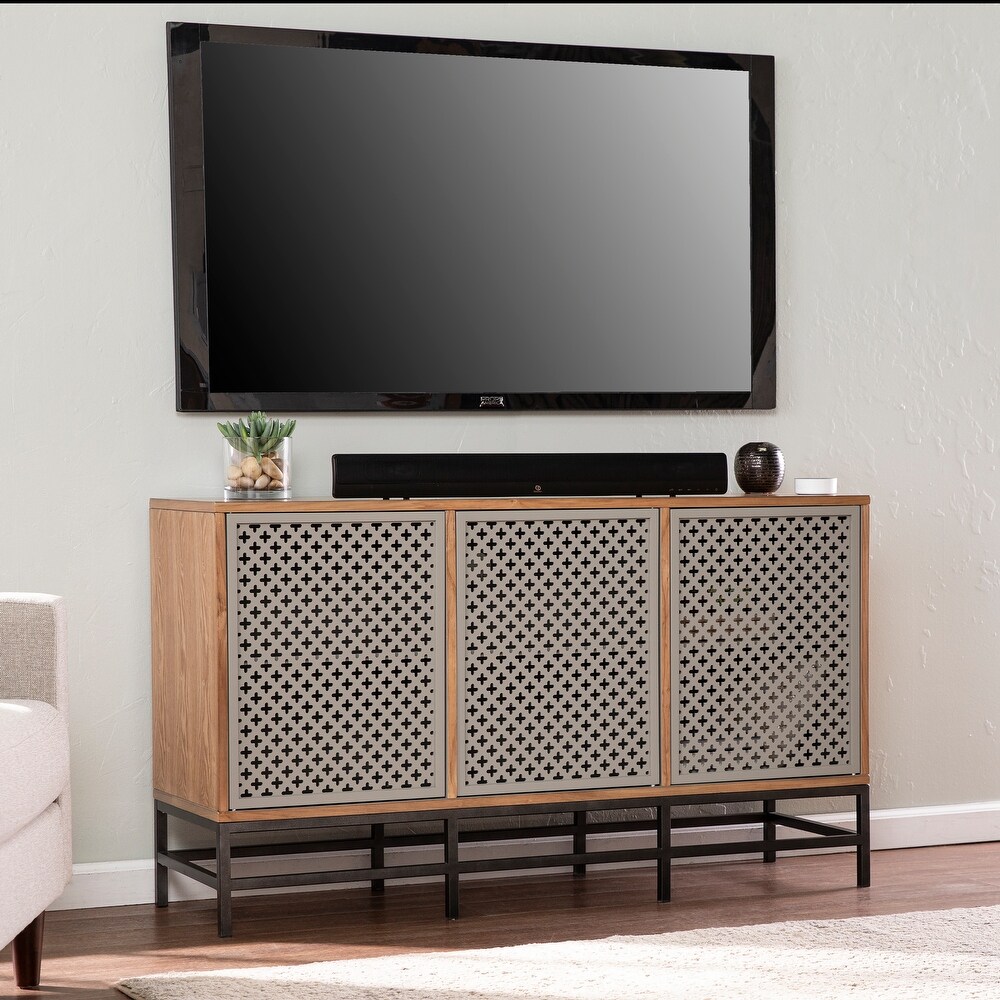 SEI Furniture Selby Contemporary Natural Wood Media TV Stand