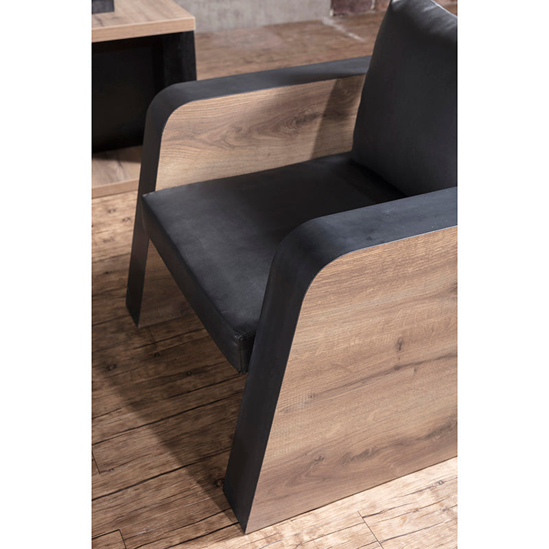 FRANCO Single Seater Sofa - Warm Oak & Black