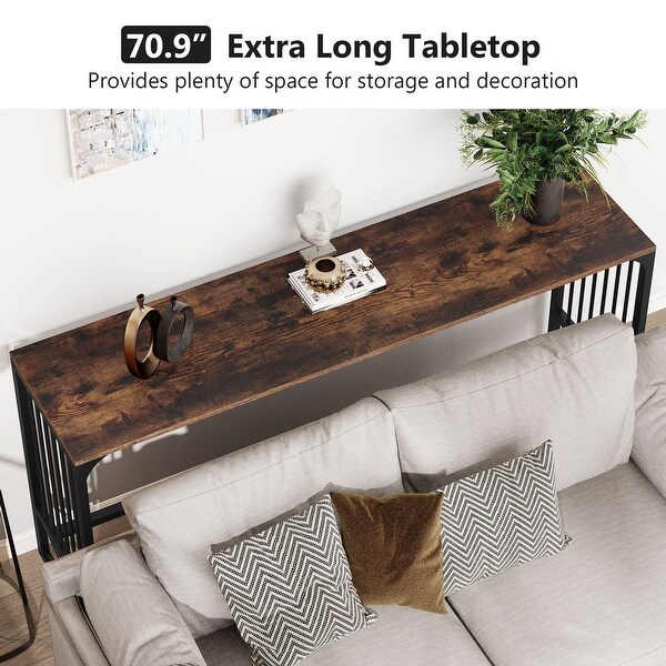 70.9'' Extra Long Sofa Console Table， Narrow Console Table Behind Couch，Hallway Entryway Table