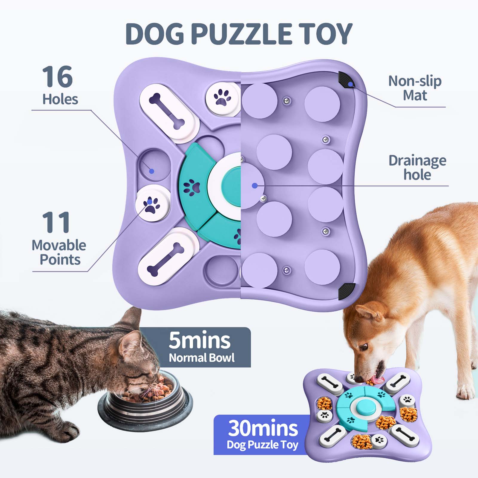 Siaomo Dog Puzzle Toys Interactive Dog Toys，Dog Treat Puzzle for IQ Training and Mental Enrichment，Dog Puzzle Toys for Large Dogs Smart Dogs，DogandCats Fun Feeding，Slow Feeding to Aid Pets Digestion