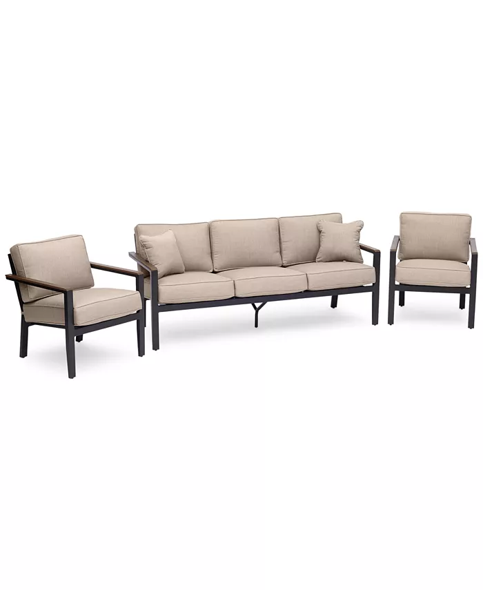 Agio CLOSEOUT! Stockholm Outdoor 3-Pc. Seating Set (Sofa and 2 Club Chairs) with Outdoor Cushions