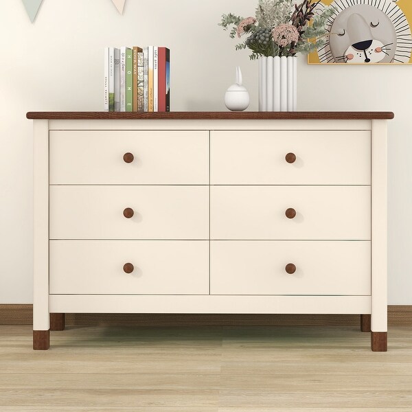 6-Drawer Wood Storage Dresser， Bedroom Storage Cabinet - - 37527436