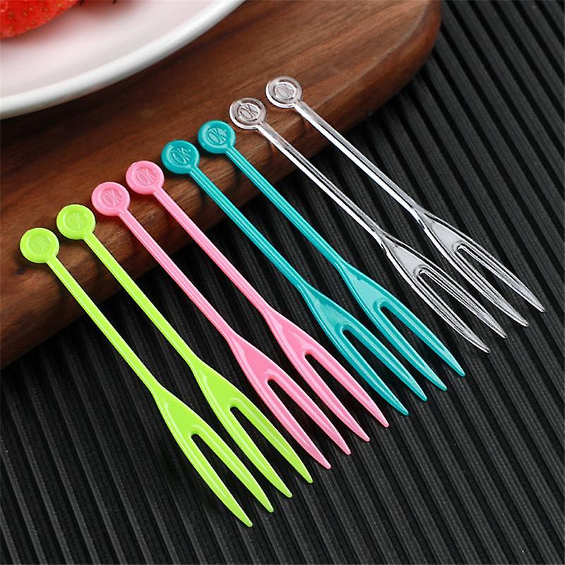 500 Pcs/pack Plastic Disposable Forks Stick Food Picks Love Heart Creative Fruit Fork Set Party Cake Salad Vegetable Forks Picks