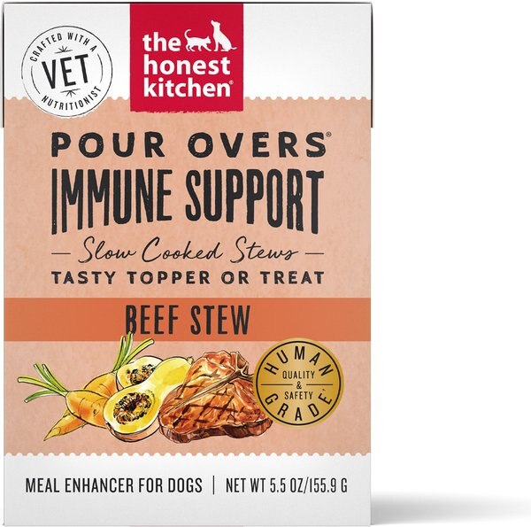 The Honest Kitchen Functional POUR OVERS Immune Support Beef Stew Dog Food Topper， 5.5-oz can， case of 12