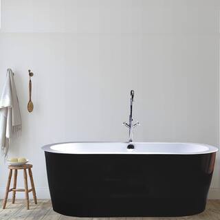 Vanity Art Cholet 67 in. Acrylic Flatbottom Freestanding Bathtub in Black and White VA6812-BL