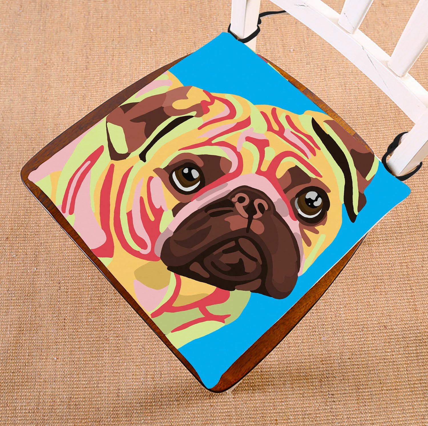 ZKGK Pug Puppy Seat Pad Seat Cushion Chair Cushion Floor Cushion Two Sides 16x16 Inches