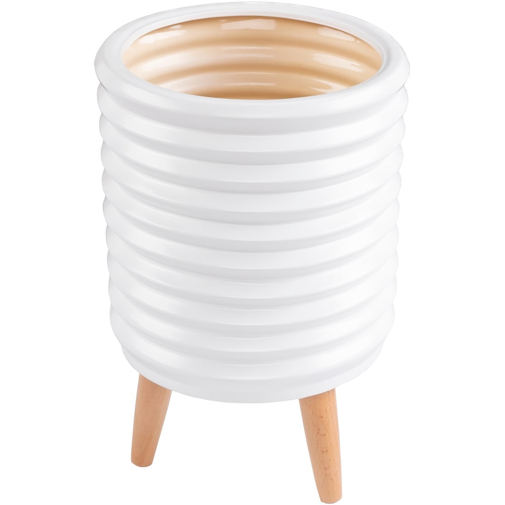 Mahima White Cylinder Modern Planter   17\