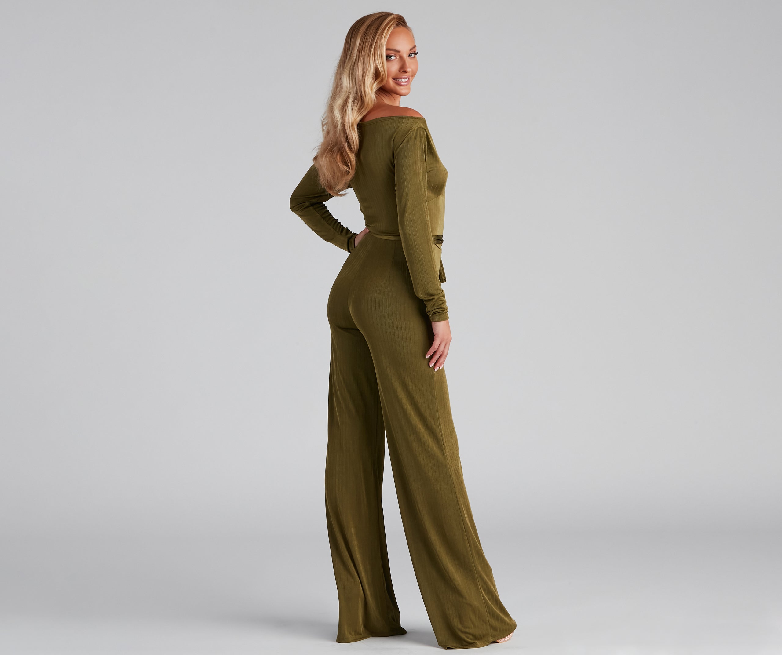 High Fashion Tie Waist Wide-Leg Jumpsuit