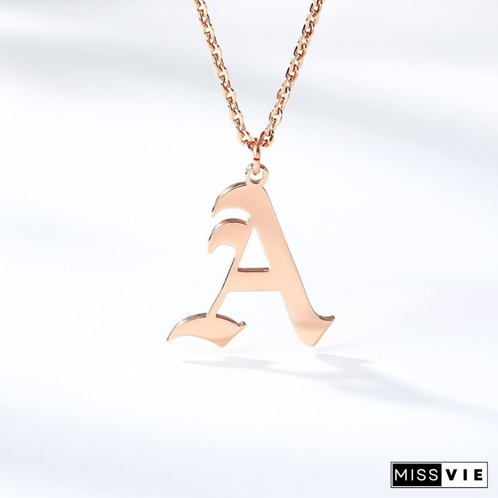 Initials Necklace Custom Letter Necklace For Women Stainless Steel Gold Chain A-Z Letters Old English Font Chain Christmas gifts