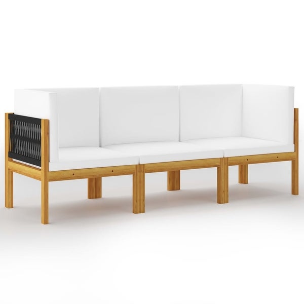 3-Seater Patio Sofa with Cushion Solid Acacia Wood - Overstock - 35847826